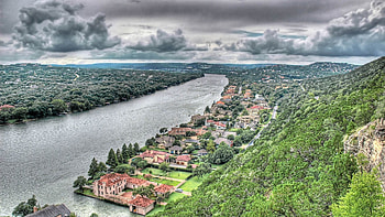 Cities, Rivers, Trees, Sky, Building, Shore, Bank, Hills, Hill, r HD wallpaper