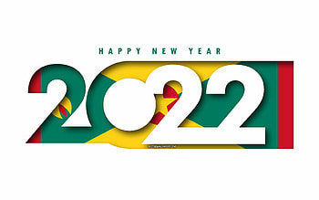 Happy New Year 2022 Grenada, white background, Grenada 2022, Grenada 2022 New Year, 2022 concepts, Grenada, Flag of Grenada HD wallpaper