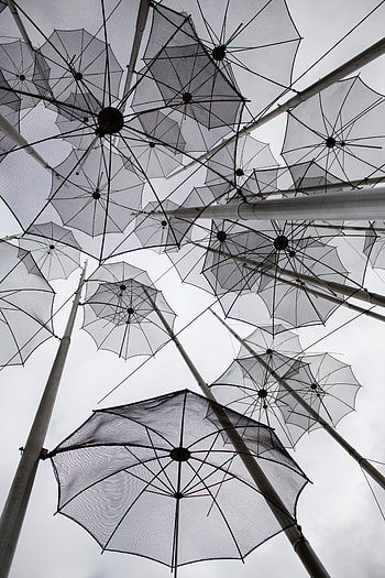 Miscellanea, Miscellaneous, Grey, Bw, Chb, Decoration, Umbrellas HD phone wallpaper