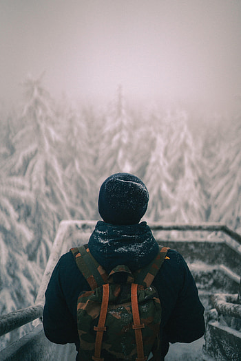 Winter, Nature, Snow, Miscellanea, Miscellaneous, Human, Person, Backpack, Rucksack HD phone wallpaper
