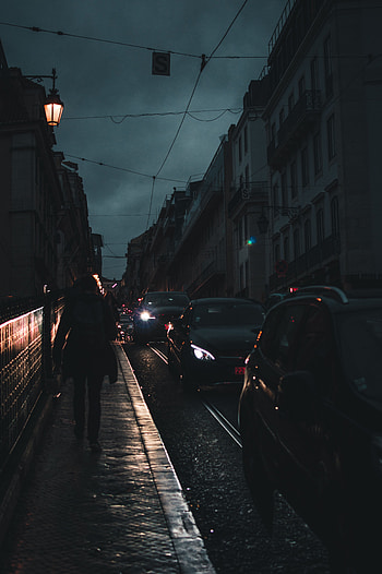 Night, Dark, Silhouette, Traffic, Movement, Night City HD phone wallpaper