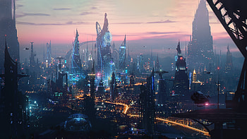 Futuristic City Skyline, Artistic concept, Sci-fi metropolis, Futuristic splendor HD wallpaper