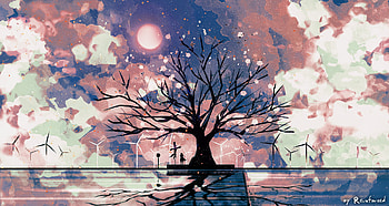 Original, anime girl, art, clouds, tree HD wallpaper