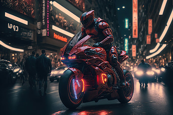 Cyberpunk Vigilante, cyberpunk, biker, artist, artwork, digital-art HD wallpaper