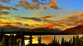 Lake Alaska, sky, nature, lake, sunset HD wallpaper