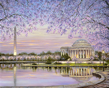 spring blossom, gazebo, spring, painting, art HD wallpaper