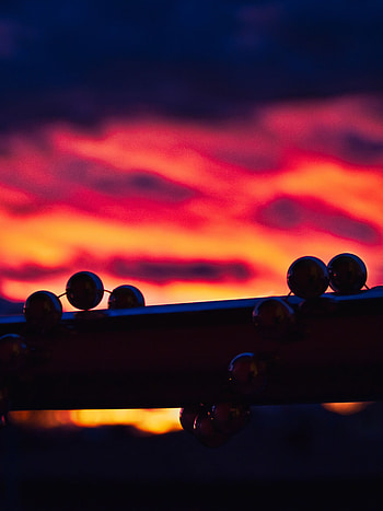Sunset, Sky, Dark, Balls, Outline HD phone wallpaper
