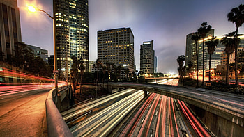 los angeles highways in long exposure, highways, long exposure, city, lights HD wallpaper