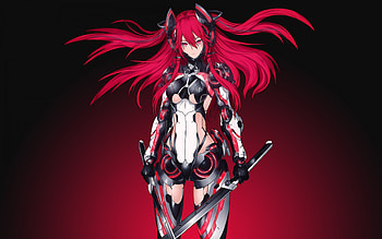 Mecha Girl, Red, Warrior, Katana HD wallpaper