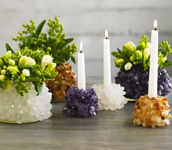 ✿⊱•╮╭•⊰✿, purple, brown, mineral rocks, flower, green, candles, whit HD wallpaper