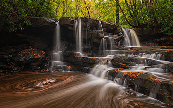 Waterfall, trees, forest, water HD wallpaper
