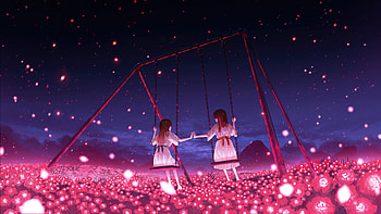 Anime Girls On Swing, anime-girl, anime, swing, artist, artwork, digital-art, pixiv HD wallpaper