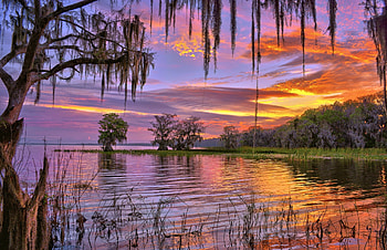 Lake at Sunset, Lake, Sunset, Sky, Tree HD wallpaper