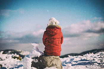 Winter, Snow, Rock, Miscellanea, Miscellaneous, Stone, Stroll, Child HD wallpaper