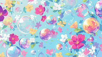 Flower Bubbles, bubble, flower, pastel, nature HD wallpaper