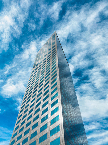 Skyscraper, Building, Minimalism, Facade, Bottom View HD phone wallpaper