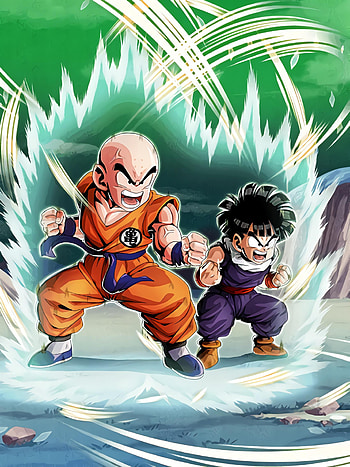 Krillin, Anime art, LR Vegeta Goku, Kid Gohan HD phone wallpaper