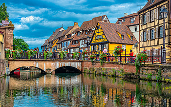 Colmar, beautiful city, Little Venice, Colmar cityscape, evening, sunset, France HD wallpaper