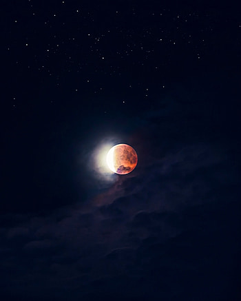 Stars, Sky, Universe, Night, Moon, Dark, Full Moon, Red Moon HD phone wallpaper