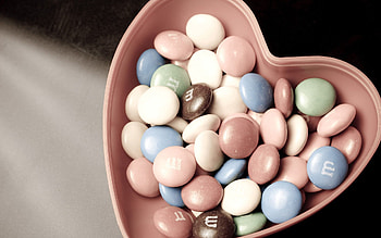Love, Candies, Multicolored, Motley, Box, Heart, Mms HD wallpaper