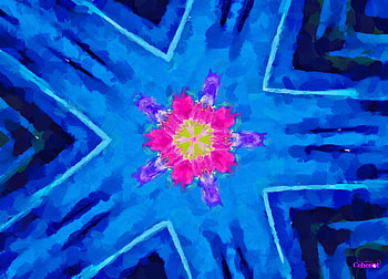Abstract flower, blue, by cehenot, art, pink, painting, abstract, pictura, flower, yellow, texture HD wallpaper
