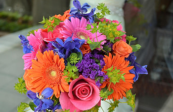 Flowers, Roses, Gerberas, Bouquet, Colorful, Colourful, Combination HD wallpaper