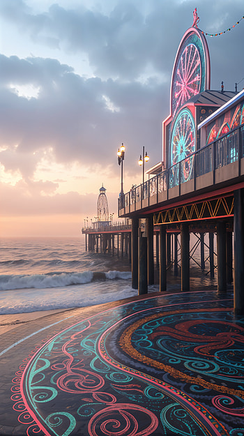 Stunning Pier Sunset: A Captivating , pier, ocean, colorful, beach HD phone wallpaper