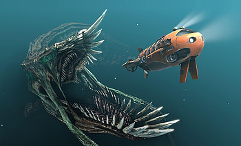 Fantasy, Shine, Light, Predator, To Fall, Mouth, Underwater World, Teeth, Monster, Bathyscaphe HD wallpaper