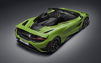 McLaren 765LT Spider, 2022, , top view, green sports coupe, green 765LT Spider, supercar, British sports cars, McLaren HD wallpaper