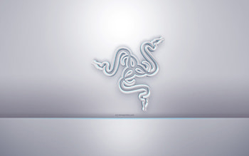 Razer 3d white logo, gray background, Razer logo, creative 3d art, Razer, 3d emblem, Razer emblem HD wallpaper