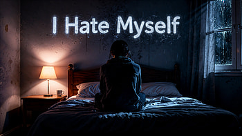 : 'I Hate Myself' — Silent Night of Sorrow, Sad, Depressed, Bedroom, Silhouette HD wallpaper