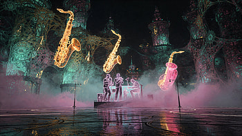 VaporJazz Nocturne —, Saxo, Neon Lights HD wallpaper