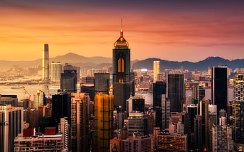 Landscape, Cities, Sunset, Sea, Architecture HD wallpaper