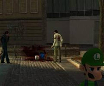 luigi kills mario, luigi, cartoon, blood, death HD wallpaper