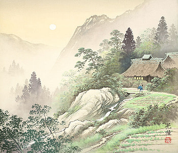 Koukei Kojima, art, drawing, nature, mountain HD wallpaper