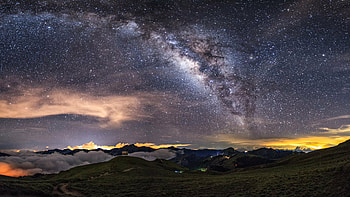 Highland, Milky Way HD wallpaper