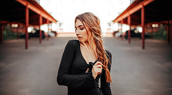 Black Dress Model , black-dress, blonde, girls, model HD wallpaper