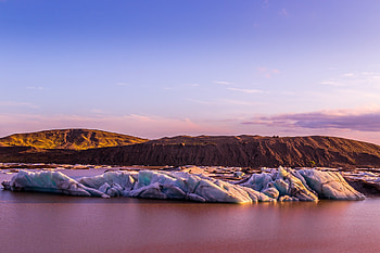 Clean sky, icebergs, glacier, Iceland HD wallpaper