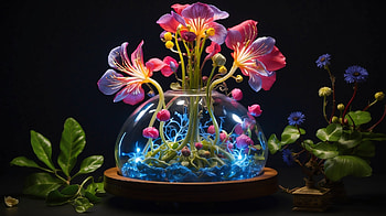 Flowers in a bowl, bowl, plant, glow, nature HD wallpaper
