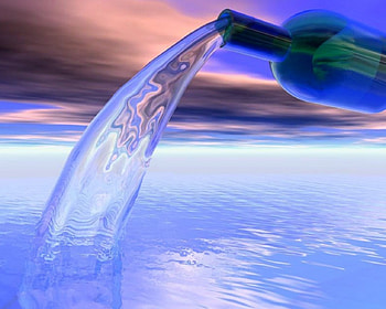 Water bottle, water, 3d HD wallpaper