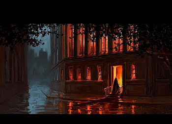 Haunting Night, night, ghost, rain, fire HD wallpaper