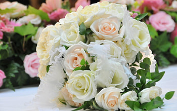 Bouquet, flowers, roses, petals HD wallpaper