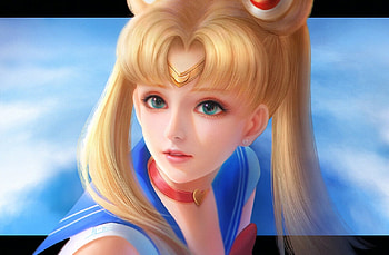 Sailor Moon, blue, blonde, anime, fantasy, yellow, face, manga, girl HD wallpaper