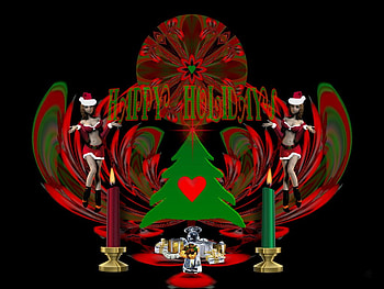 Happy Holidays II, abstract, 3d, christmas, fractal, collage HD wallpaper
