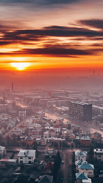 Lithuania travels, Kaunas sunset lithuania, Cityscape horizon sky HD phone wallpaper