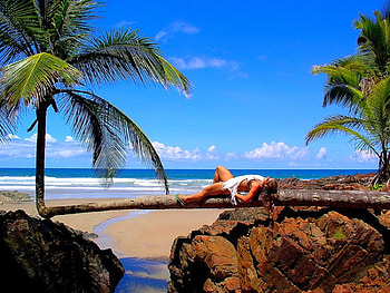 Cool Beach, cool, lady on tree, , beach HD wallpaper