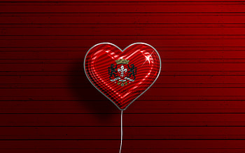 I Love French Flanders, , realistic balloons, red wooden background, Day of French Flanders, french provinces, flag of French Flanders, France, balloon with flag, Provinces of France, French Flanders flag, French Flanders HD wallpaper