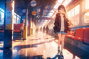 Anime Girl Walking On Platform, anime-girl, anime, jacket, artist, artwork, digital-art HD wallpaper