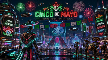 Cinco de Mayo Neon Carnival —, Sombrero, Fireworks, Cityscape HD wallpaper