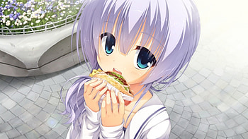 Yummy Food, purple hair, cute, long hair, eat, yummy, hungry, female, sexy, blue eyes, delicious, hot, eating, girl, food, close up, kawaii, anime girl, taco, anime HD wallpaper